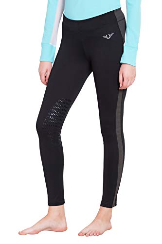 TuffRider Women's Ventilated Schooling Tights, Black/Charcoal, Medium