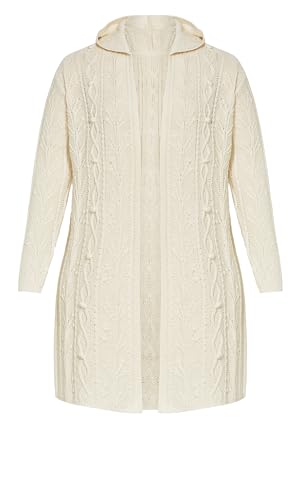 Image of AVEOLOGY Women's Plus Size Camilla Cable Knit Hooded Cardigan