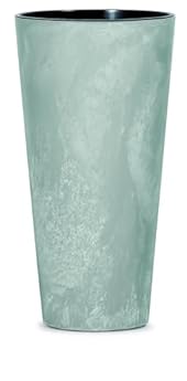 Foto di DIKEL Vaso da fiori Ø 30 cm, altezza 57 cm | Vaso per piante in stile cemento realizzato in plastica durevole, resistente alle intemperie e ai raggi UV | Vaso decorativo per un elegante arredamento da