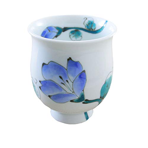 湯呑(湯飲み茶碗) 有田焼 波佐見焼 オリジナル はるか(青) 軽量 持ちやすい 花柄 一珍|和食器 陶器 三階菱