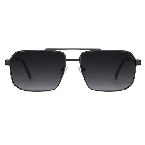 Image of SOJOS Retro Polarized Square Sunglasses for Women Men Vintage Large Double Bridge UV Protection Metal Sun Glasses SJ1246