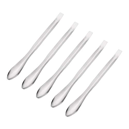 Cuchara para laboratorio uxcell: juego de 5 espátulas de acero inoxidable de 125 mm plateadas