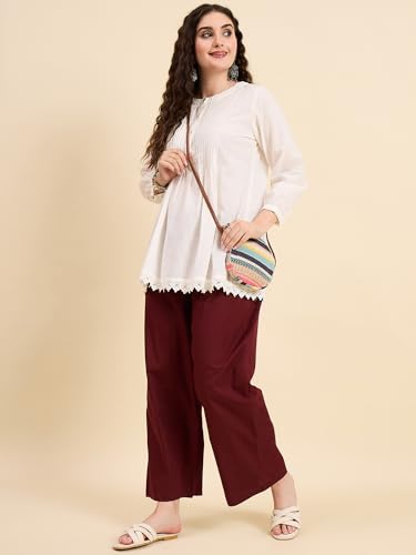 Image of Nermosa Women's Loose Cotton Relaxed Fit Palazzo