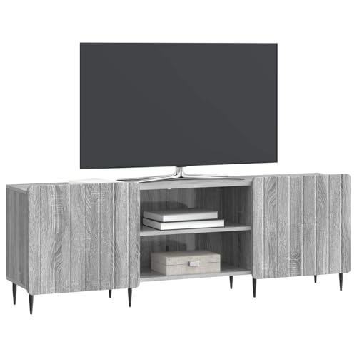 Meuble TV gris Sonoma résistant pour ranger console et décodeur