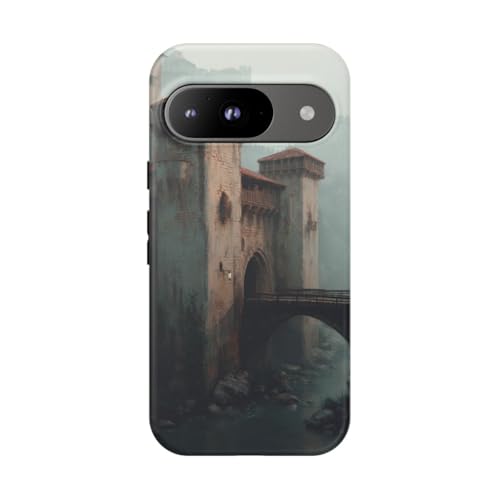 Coque Pixel 9 château médiéval en pierre mat marron haute qualité protège mobile chic