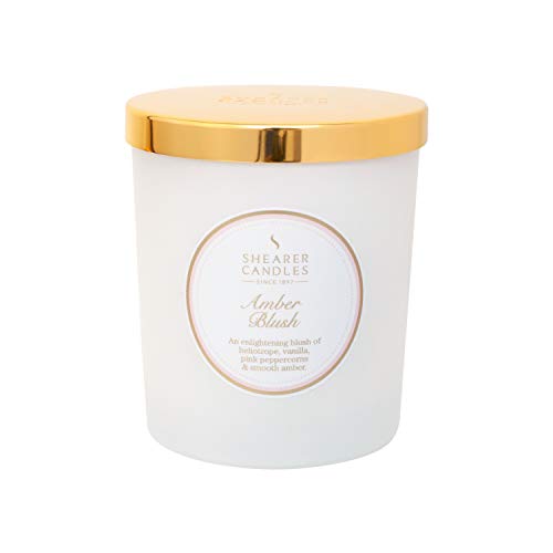 Image of Shearer Candles Amber Blush Scented White Jar Candle with Silver Lid (Packaging May Vary)