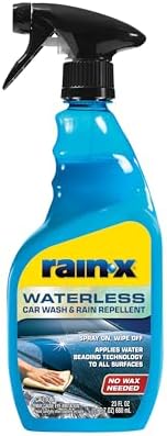Rain-X 620143 Waterless Car Wash and Rain Repellent, 23 fl. oz. Rinseless Cleaner Spray for a Spot Free Finish, Perfect for Quick and Easy Detailing. Premium No Rinse for on the go Washing