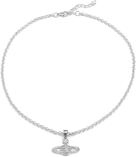 Planet Golden Silver Diamond Crystal Rhinestone Necklace for Women - Birthday Jewelry Gift with Professional Durability