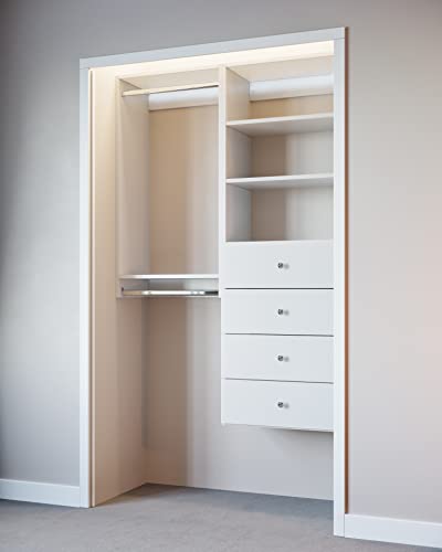 Modular Closet System - Hanging Closet Organizer With Drawers For Clothes - A Clothes Organizer For Complete Closet Organization And Closet Storage, 48In - 63In (63" Wide, White) #TOP7