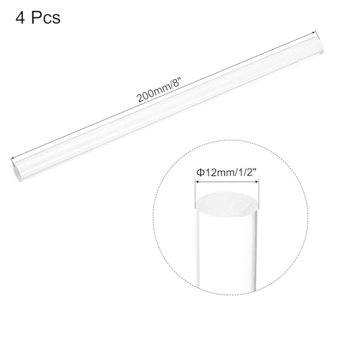 Image of MECCANIXITY 4pcs Acrylic Round Rods 1 /2 inch x 8 inch Clear Acrylic Dowel Rods Sticks Plastic Sticks Strip for DIY Crafts Lighting Gardening Decoration - 12mm x 200mm