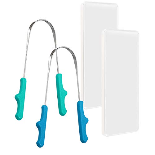 CATACC Pro Tongue Scraper, 2 Pack Professional Stainless Steel Tongue Scrapers Cleaner with 2 Carrying Box for Family, Kids, Travel, Home, Office