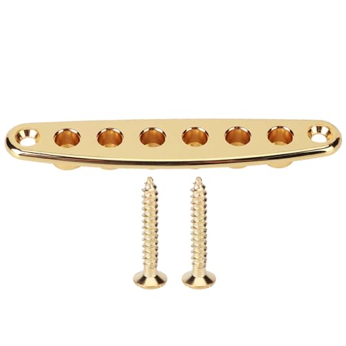 Guitar String Through Plate, Guitar Bridge String Thru Body Ferrule Plate, Metal Guitar Mounting Ferrules Bushing Plate for Bass Guitar (Gold)