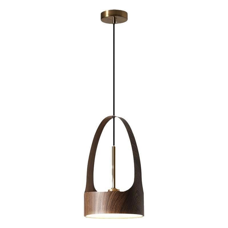 Petite suspension créative LED avec hauteur réglable et texture bois