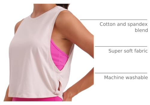 Image of CRZ YOGA Pima Cotton Dropped Armhole Tank | Workout, Naturally Soft, Loose Fit, Crop, Crewneck, Knotted Sides, Sleeveless Tops for Women