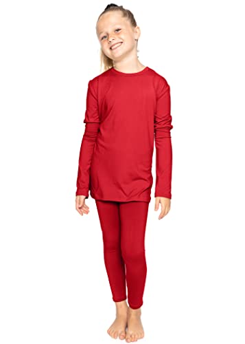 Image of STRETCH IS COMFORT Girls 2 Piece Hoodie Short Sleeve Long Sleeve Crew Neck Top and Leggings Set Kids Thermals Underwear Set