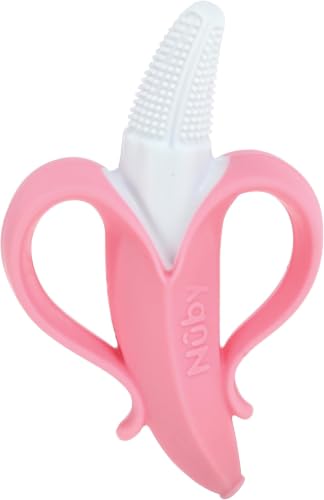 Image of Nuby NanaNubs Banana Massaging Toothbrush - Baby Teething Toy - 3+ Months - Pink,(Pack of 12)