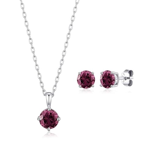 Collar y pendientes de plata de ley con piedra de junio alejandrita para regalo