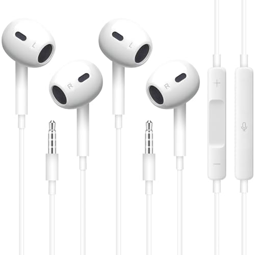 ASENTER 2 Pack Earphones Wired In-Ear Headphones Wired Earbuds Noise Isolating Headset with Built-In Microphone & Volume Control Compatible with 3.5mm Jack Devices