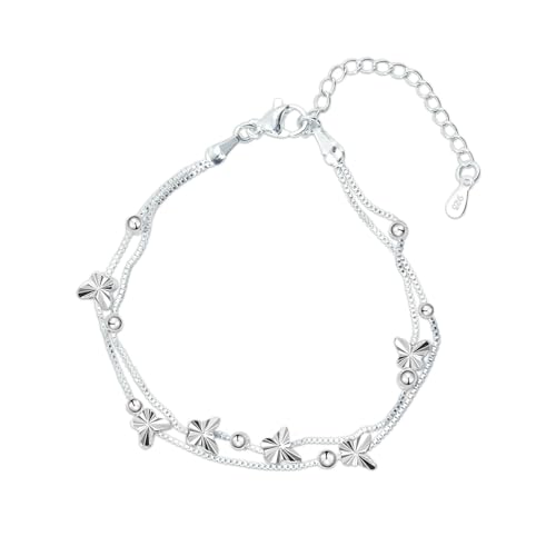 Pulsera Mariposa Plata 925 Ajustable para Mujer, Cadena de Extensión de Encanto, Joyería para Niñas