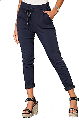 Women's Plain Magic Trousers - Ladies Italian Yoga Pants Lagenlook Jogger Active Casual Stretchy Joggers Pant Plus Size 8-22
