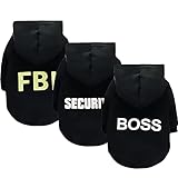 3 Pack Small Dog Hoodie Sweatshirt Security BOSS FBI Black Puppy Sweater for Small Dogs Boy Male...
