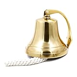 Handcrafted Trading Co. Brass Plated Hanging Ship’s Bell 6 Inch – Nautical Wall Mounted Marine Decorative Bell for Indoor & Outdoor Home Decor