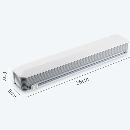 Distributeur de film étirable avec cutter coulissant – Séparateur de film mural réglable avec ventouse puissante, gris et blanc