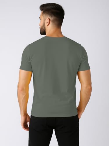 Image of Friskers Men's V-Neck Short Sleeves Cotton T-Shirt - Casual T-Shirt, Regular Fit