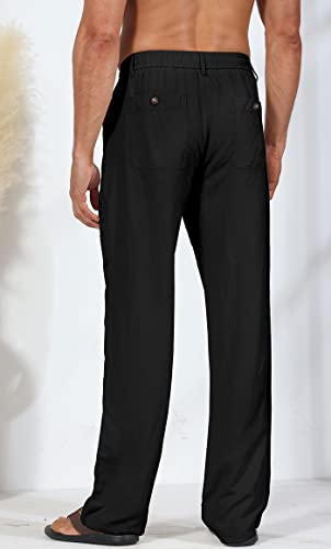 Soojun Men's Linen Beach Pants Lightweight Summer Pants with Drawstring3