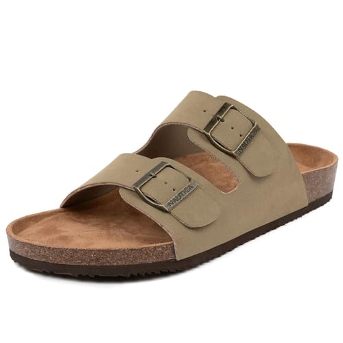 Image of Nautica Men's Sandals - Casual Slides with 2 Adjustable Buckle Straps and Cork Footbed for Ultimate Comfort and Style (Regular /Wide Width, Big Size)