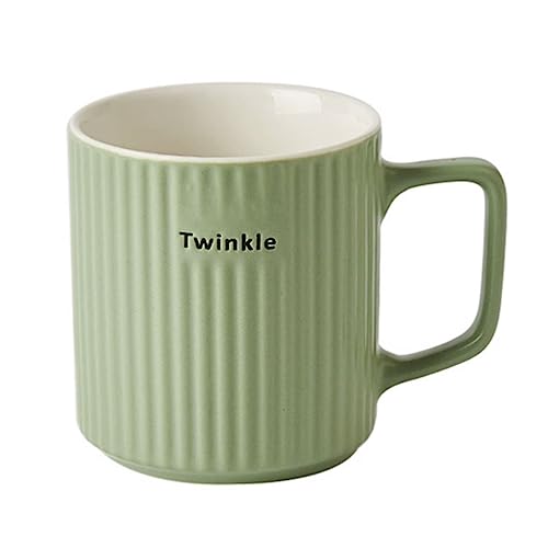 SUREK Taza de café portátil redonda de cerámica con asa reutilizable grande taza de té para mujeres hombres 300 ml/10 oz lavavajillas microondas seguro hermoso, verde