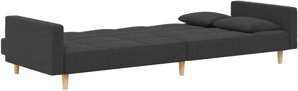 Sofa Bed Dark Grey 100% Polyester Fabric Living Room Furniture