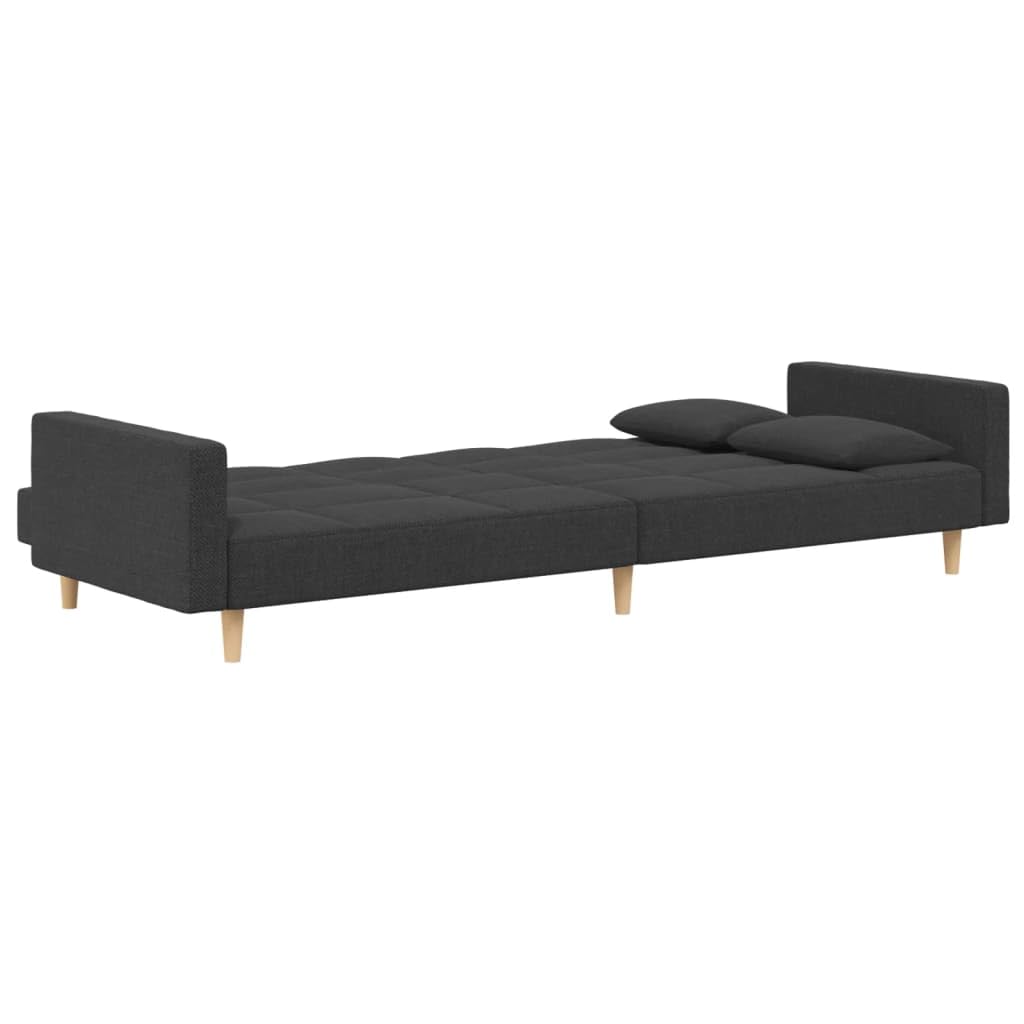 Sofá cama de 2 plazas, color gris oscuro, 220 x 84,5 x 69 cm, marco de madera, moderno con 2 cojines, función plegable, poco espacio, para sala de estar, dormitorio de invitados, oficina