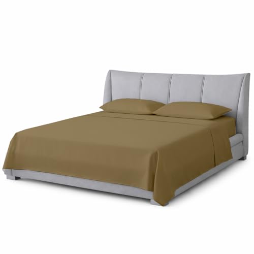 Shreem Linen King Waterbed Sheets, 4-Piece 100% Egyptian Cotton Attached Sheet Set with 15" Deep Pocket, Soft & Breathable Bedsheets for Water Beds, Taupe Solid