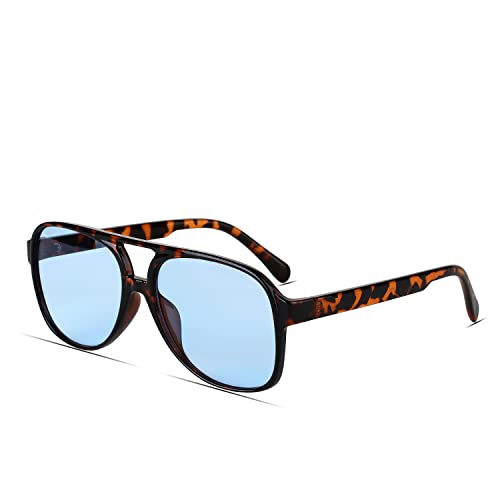 Image of Freckles Mark Vintage Retro 70s Sunglasses for Women Men Classic Large Square Aviator Trendy Glasses