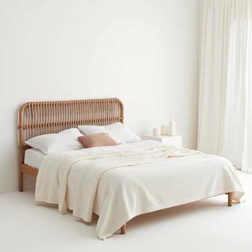 BOHORIA® Coperta in mussola di alta qualità, 220 x 240 cm, a 4 strati, extra grande, in 100% cotone, coperta per divano (Pearl, 220 x 240 cm)