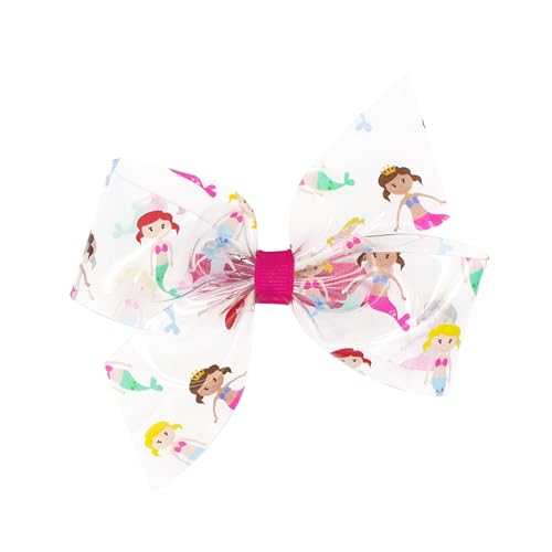 Wee Ones Wee Splash - Lazo para el pelo de vinilo con 2 bucles para niñas, mediano o King, con clip antideslizante WeeStay, mediano, sirena