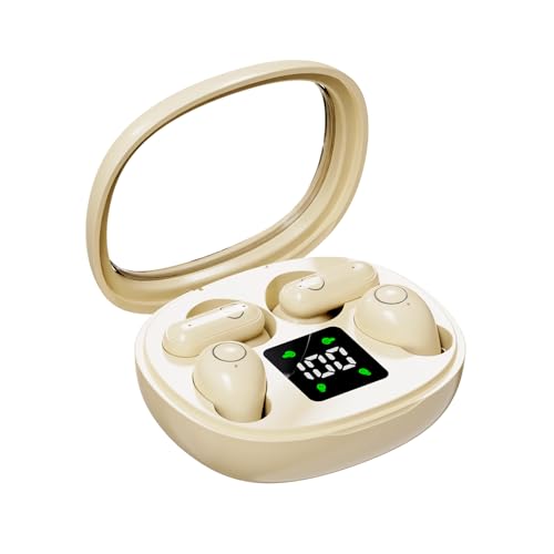 MSHUKCOE Auriculares inalámbricos Bluetooth invisibles, tamaño pequeño, juego de auriculares deportivos y para dormir, 2 pares, diseño de mango mini y corto, para el trabajo, deportes, dormir (caqui)