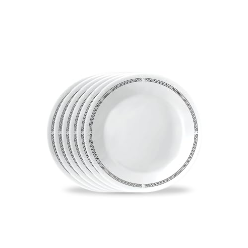 Corelle Vitrelle 6.75 Salad Appetizer Plate Set Triple Layer Glass and Chip Resistant Lightweight Round Plates 6-Piece Brasserie