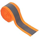BUGUUYO Cinta Reflectante Fluorescente para Coser 5 Metros x 3 Cm, Color Naranja Fosforescente, Tela De Alta Visibilidad para Ropa De Seguridad y Señalización