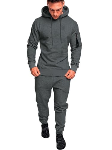 Image of Men's Sweatsuits Set 2 Piece Hoodie Outfit Jogging Tracksuits for Men Casual Athletic Long Sleeve Pullover Suit Set