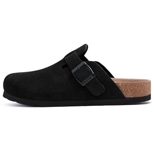 Image of Litfun Unisex Genuine Suede Clogs Comfort & Soft Cork Footbed Potato Shoes