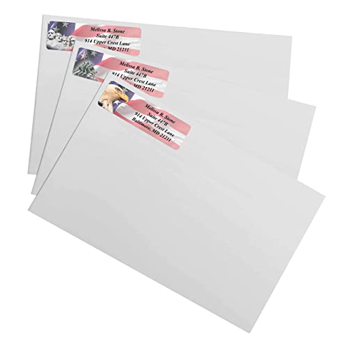 American Liberty Assorted Designer Rolled Address Labels - 250 Labels Per Roll - 2 1/2 Inches Long X 3/4 Inch High - Elegant Plastic Dispenser Included #TOP2