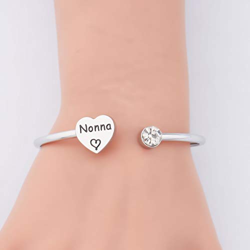 BEKECH Nonna Jewelry Gifts Nonna Cuff Bracelet - Italian Grandmother Mother's Day Gift3