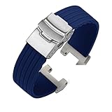 Cinturino in silicone modificato compatibile con Casio Undead Bird G-Shock Series MTG-B2000 MTGB2000, cinturino sportivo in gomma impermeabile(Blue-silver)