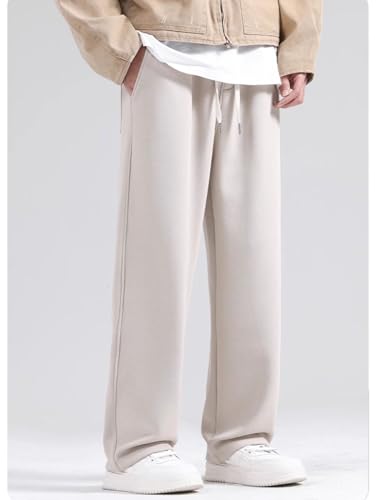 Summer Straight Pants for Men Wide Leg Casual Trousers Drawstring Elastic Waist Loose Thin Sports Pants4