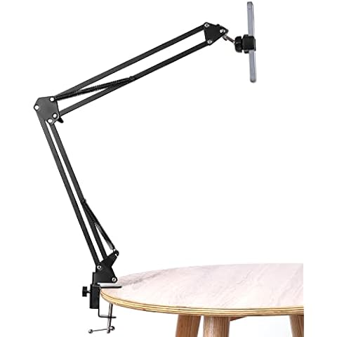 WANBY Overhead Phone Stand Articulating Arm Table Stand Mount Flexible 360° Rotation Cell Phone Clip Holder for All Smart Phone Microphone Cover