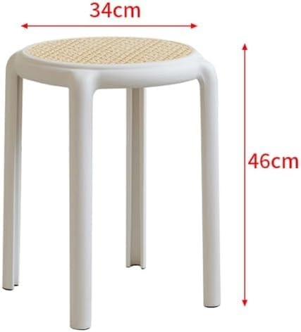 Taburetes apilables, taburete corto de ratán sin respaldo para cocina, comedor, aula, diseño portátil, apilable para un fácil almacenamiento - imagen 2