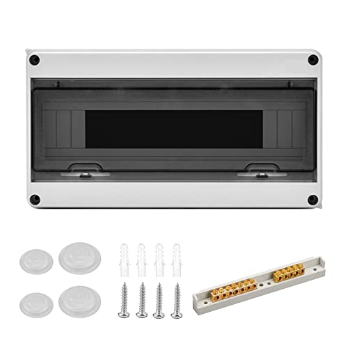 Boîtier Étanche IP65 pour Pièces Humides, Boîte à Fusibles en Saillie, Répartiteur Électrique Extérieur (15 Modules), Pour Jardin ou Colonnes de Chargement