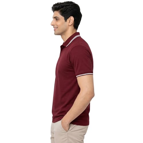 Image of Hangout Hub Men's Polo T Shirt | Solid | Plain Regular Fit Tees|Collar T-Shirts|Half Sleeves|Set of 1 & 2|HH.MP.MAR